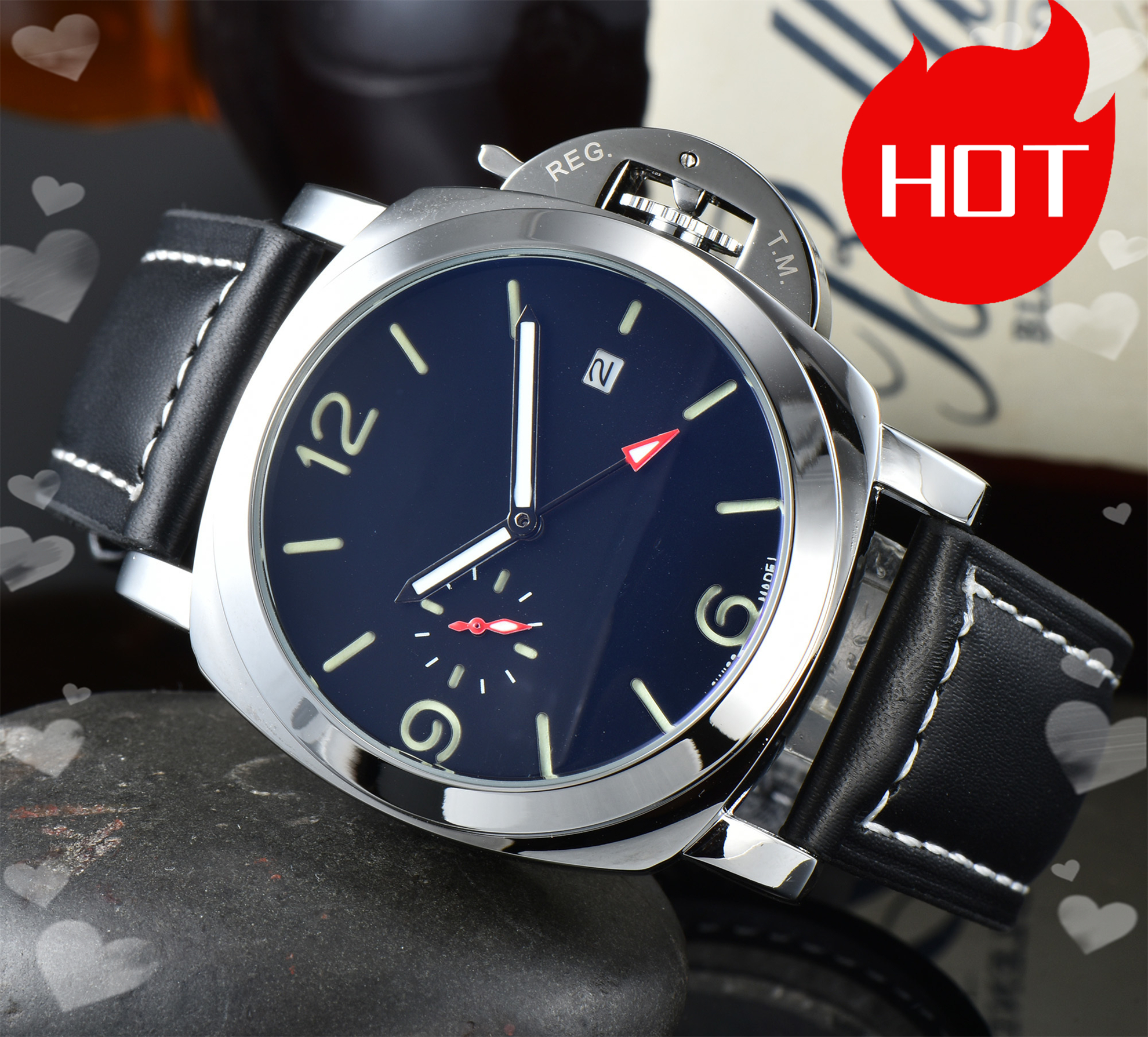 Men PANERAIity LUMINORity Model Sport watch Quartz automatic movement Luxury Watches Business Stainless Steel Man Square mens Wristwatches #715