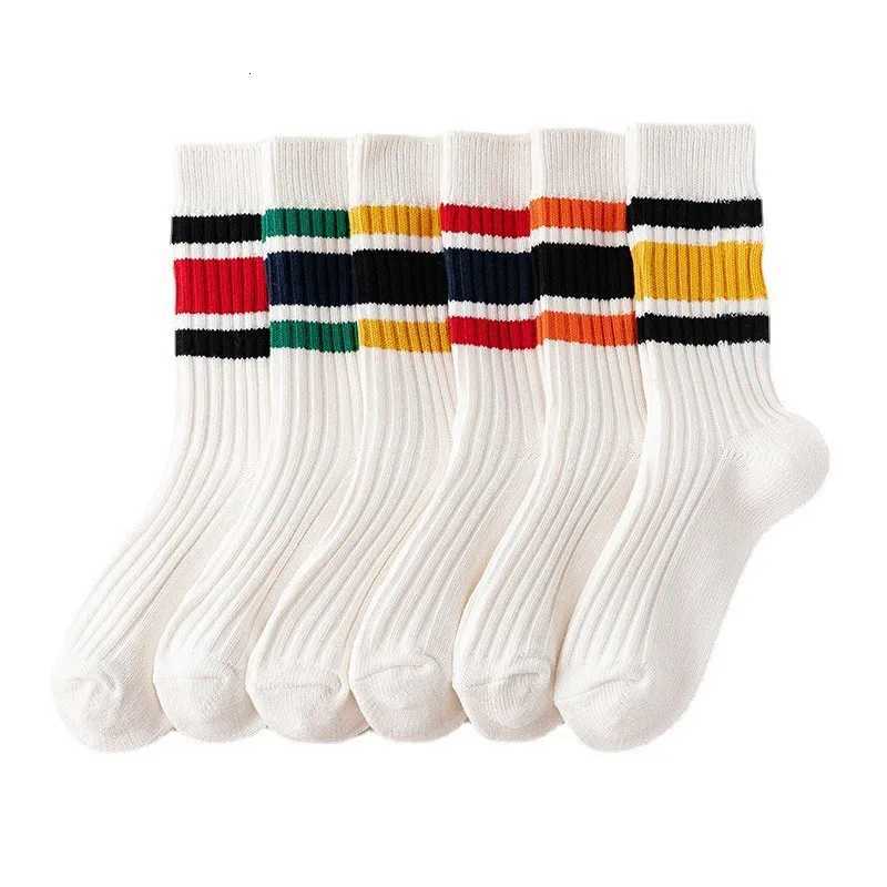 Men Man Striped Socks Japanese Style Loose Socks High School Students Harajuku Sock Solid Colors Needles Knitting Cotton SocksT251209