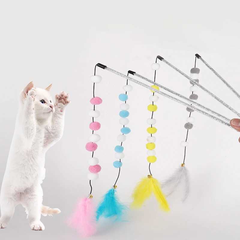 Kitten Cat Teaser Interactive Toy Rod With Bell And Feather Toys For Cats Interactive Toy Rod Pet Cats Toys Stick M251209
