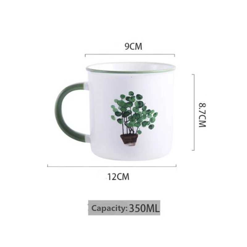 350ml Ceramic Cup Milk Tea g Green Plant Water g Coffe g Ceramic Off Drinkwear Birthday Gifts 1pc H251209