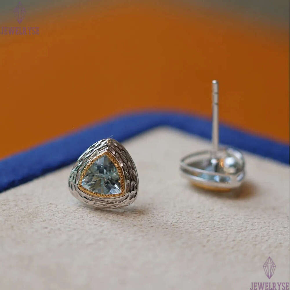 S925 sterling silver triangle geometry designer earrings for women cute lovely blue crystal shine cz zircon girls charms earring earings ear rings jew
