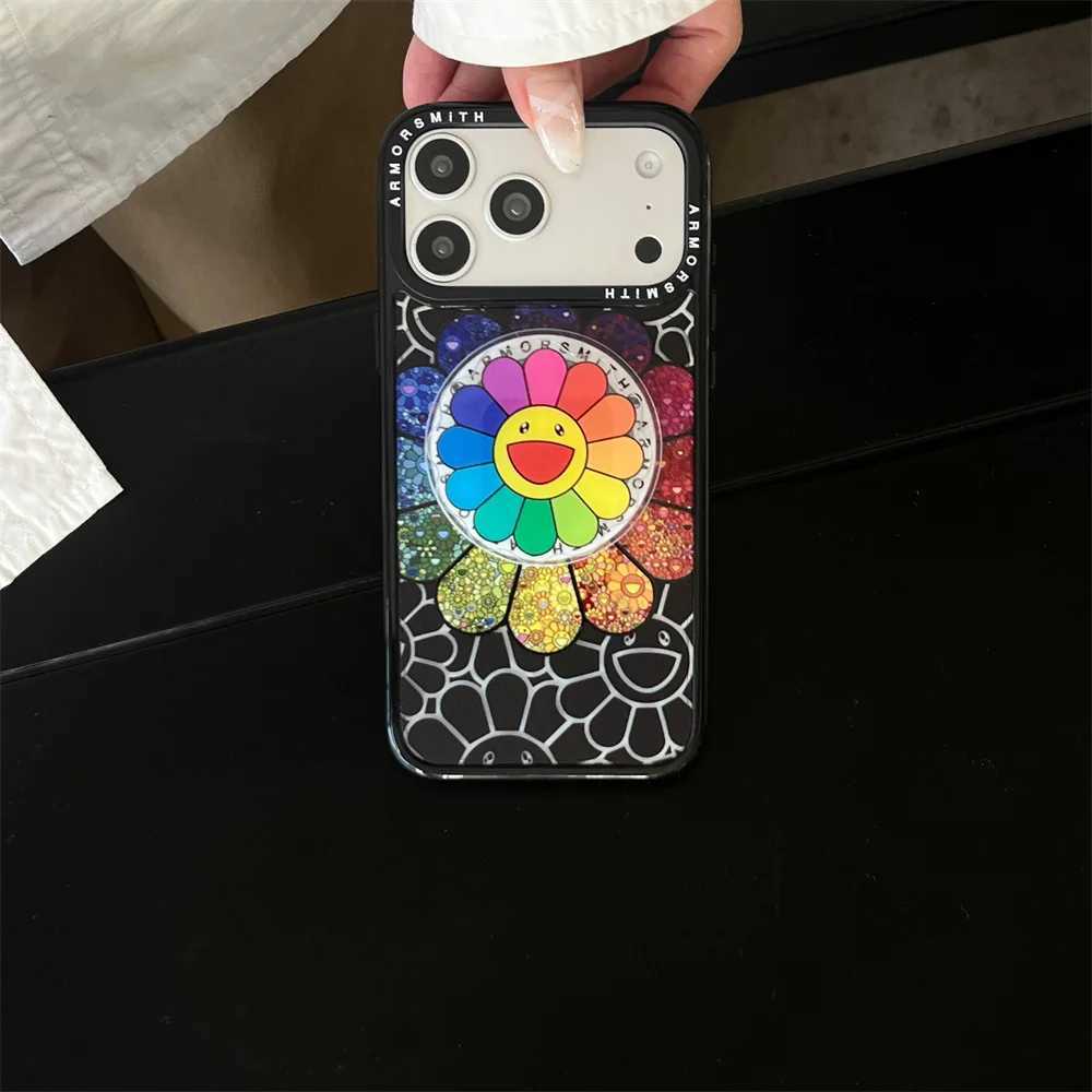 Korean INS Cartoon Sun Cute Flowers For Stand Phone Case for iPhone 17 Air 17 Pro 11 12 13 14 15 16 Pro Max Plus 16E Cas C251209