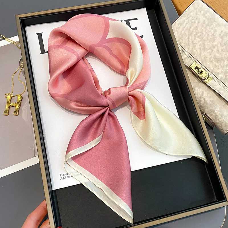 Luxury 2025 Neckerchief Female Luxury Square Scarf for Women Silk Shawl Satin Hijab Fashion Wraps Hair Bands Ribbon Headband Bandana Y251208