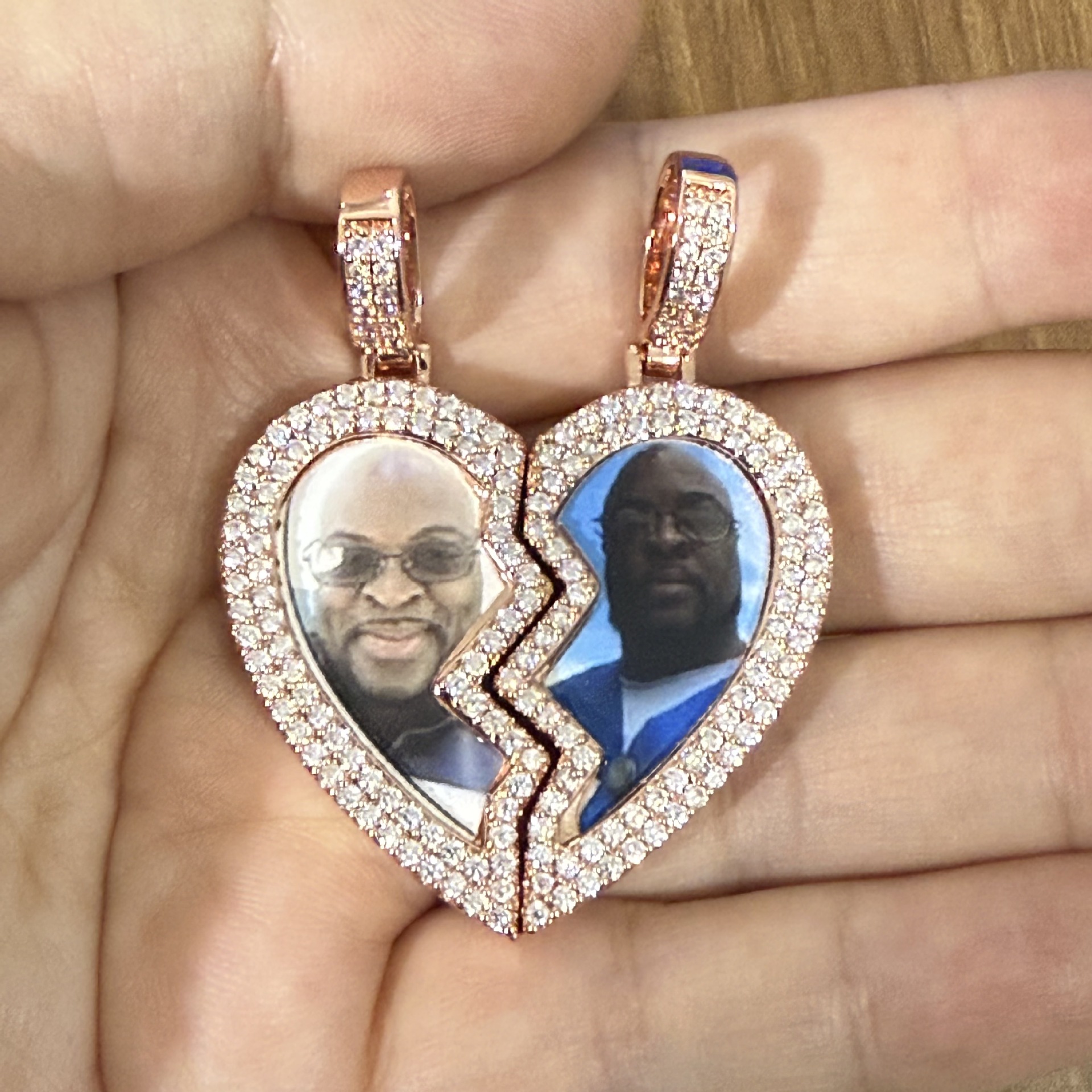 DIY Custom Magnet Heart Photo Pendant Necklace Women Men Lover Couple Jewelry