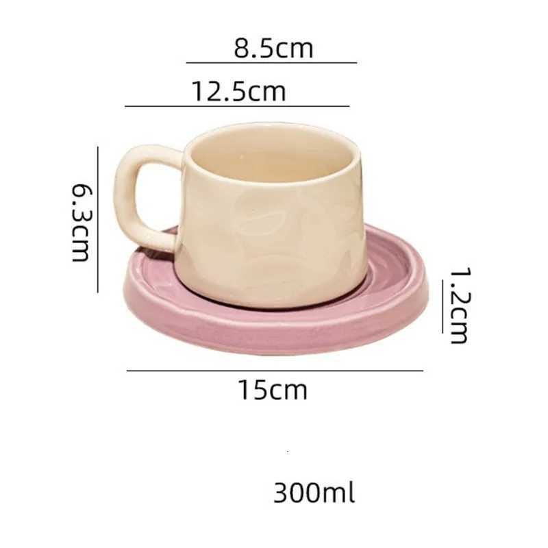 300ML Ceramic Coffee g with Saucer Breakfast Milk g He Off Water Cup Latte Coffee Cup Afternoon teacup Birthday Gifts H251209