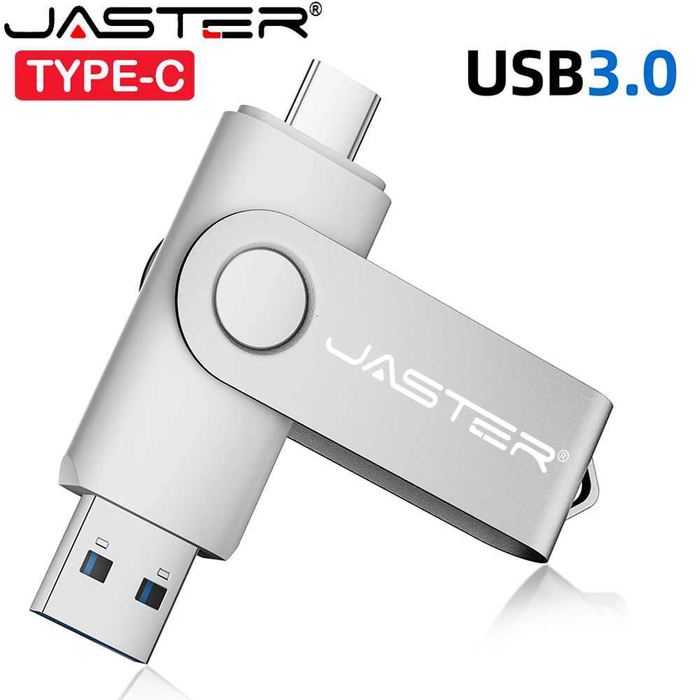 JASTER TYPE-C USB30 2IN1 High Speed Pen Drive 128GB Business Gift USB 30 Flash Drive 64GB Metal Memory Stick 32GB Pendrive 16G C251209