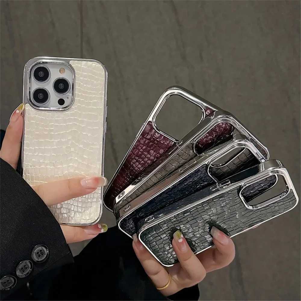 Luxury Crocodile Pattern Glossy Case For iPhone 11 12 13 14 15 16 17 Pro Max Plus 17 Air or Shockproof Bright Plating Cover C251209