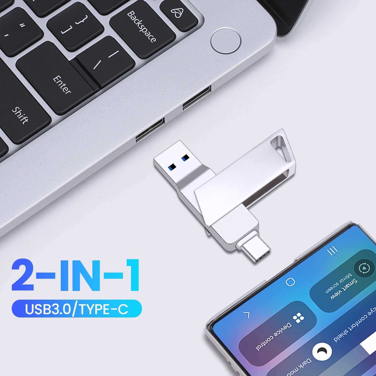New Metal Type-C Rotatable USB 30 Flash Drive 32GB Cputer And Phone Dual-Use Rotating Design Durable Data Stora Drives C251209