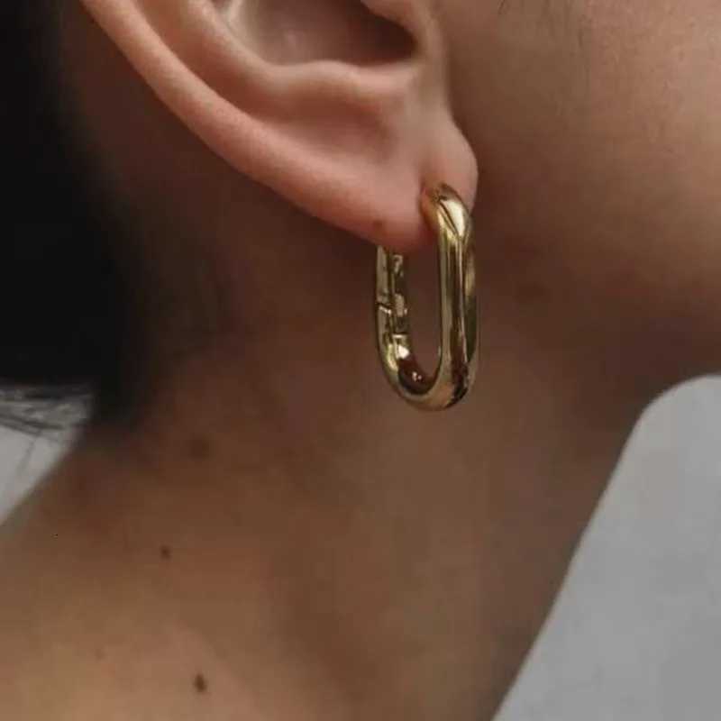 New U-shaped gold-plated ins cold wind oval geometric earrings for women K251209 H260129