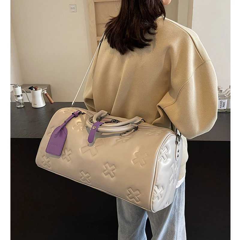 WenS Travel Duffle Fi Bag PU Leather Gym Fitness Yoga Lage Bost Handbag Outdoor Sports Suiase Shoder Tote Bag Y251209