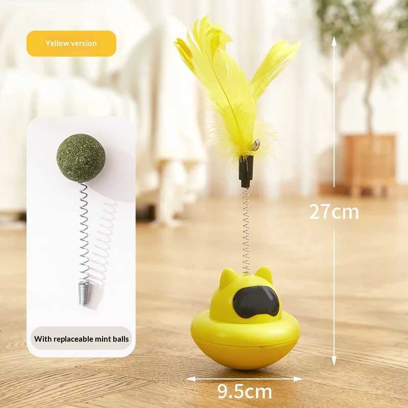 New Suction Cup Cat Teaser Wand with Tumbler Base - Feather Toy for Self Play Boredom Lazy Owner Interactive Fun M251209