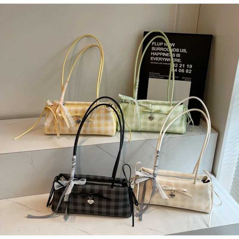 Exquisite High-grade Square Bag New Elegant Bow Ribb Handbag Fiable Hot-selling Plaid Ctrast Color Design Shoder Bags Y251209