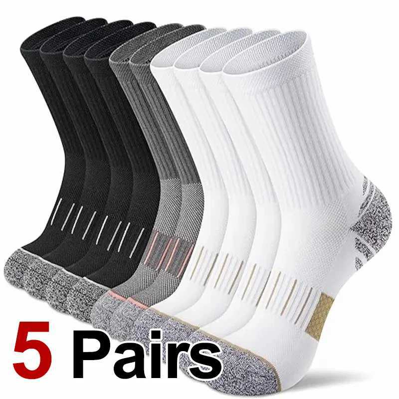 5 Pairs Unisex Sweat Absorbing Breathable Running Socks Arch Support Cushioning Suitable Outdoor Wear All Season Sports SocksT251209