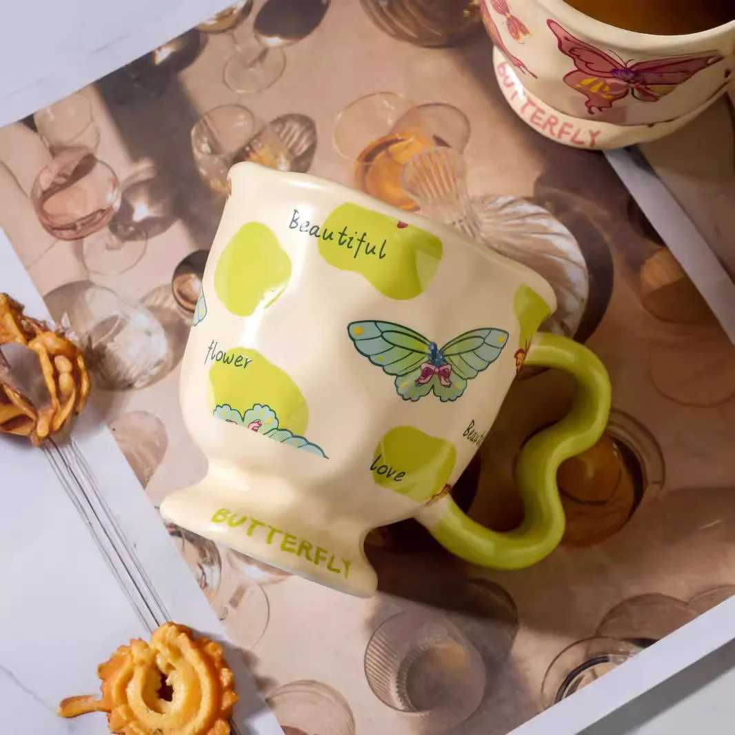 Creative Cartoon g Ceramic High Beauty Girl Breakfast Cup with Hand Gift Couple Coffee Cup Heat-resistant H251209