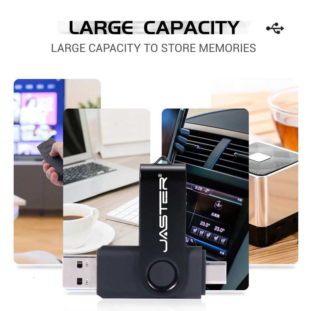 JASTER High Speed TYPE C USB Flash Drive 30 8GB 16GB 32GB 64GB 128GB Rotatindrive Cputer Mobile Phone Dual-Use U Stick C251209