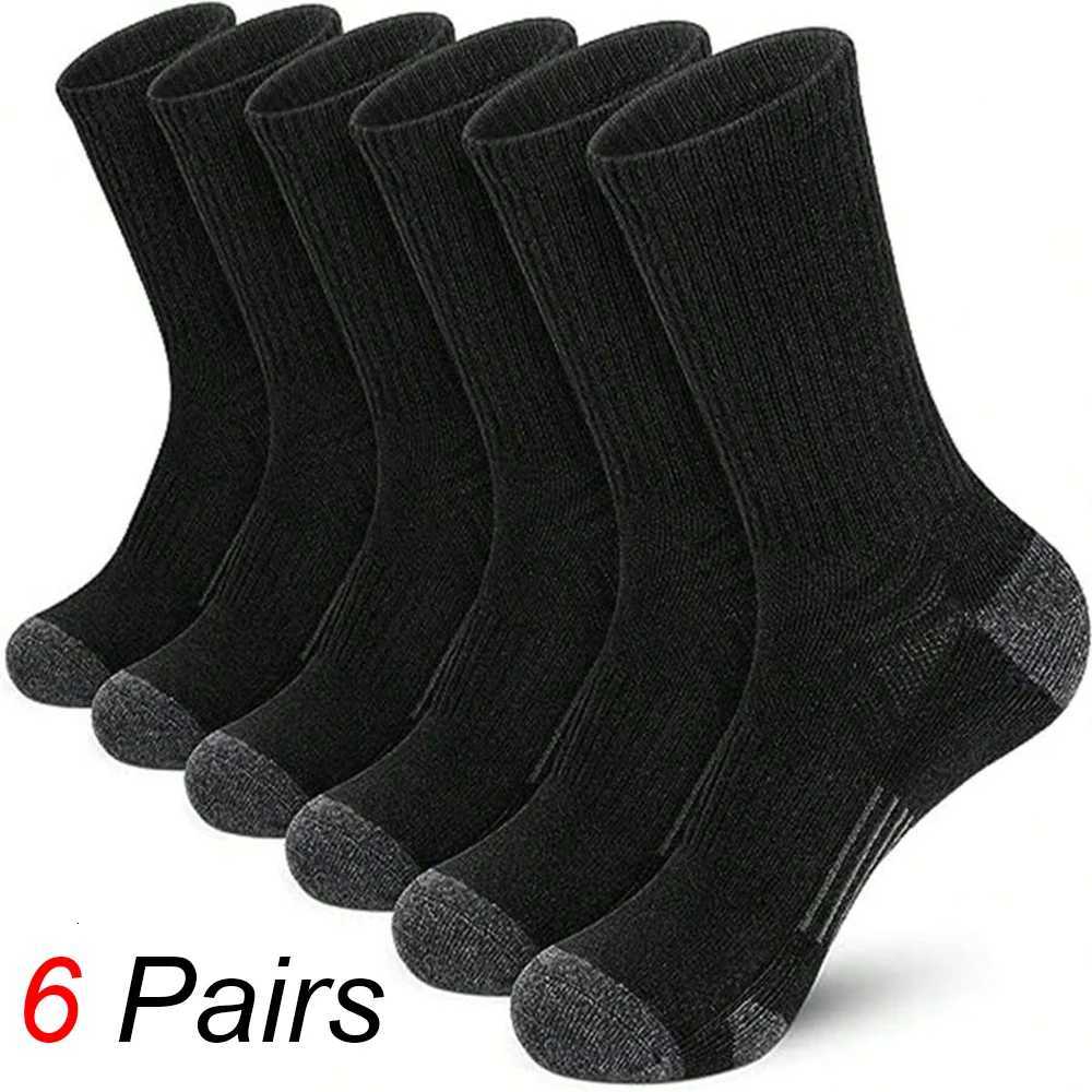 6 Pairs Men Middle Length Socks Trendy Versatile Vertical Stripes Comfortable Soft Sweat Absorbing All Season Casual SockT251209