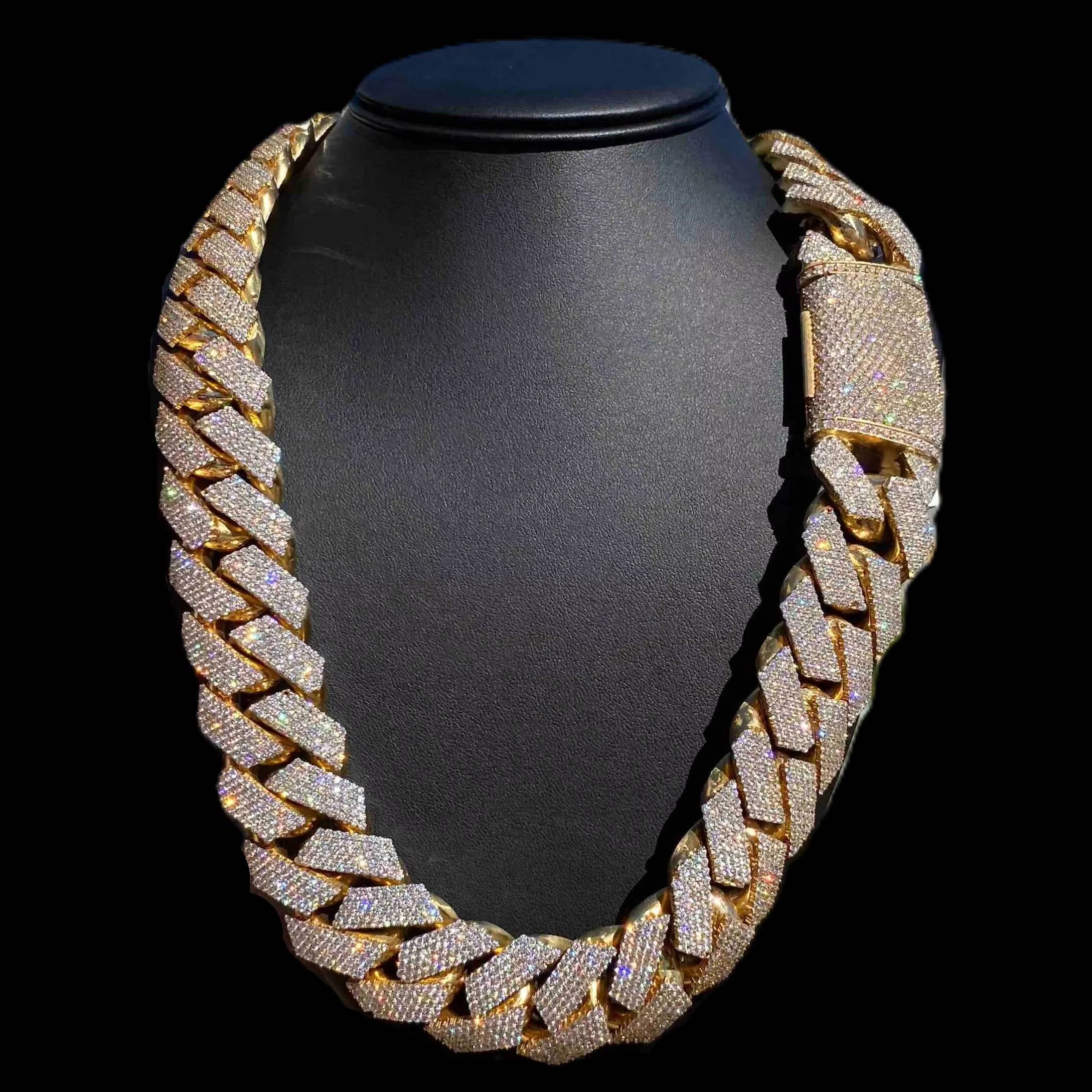 Custom 550 Grams 925 Silver Rope Chain Big Rappers Hip Hop Style Moissanite Stones Yellow Gold LG Diamond Chain For Rappers Man