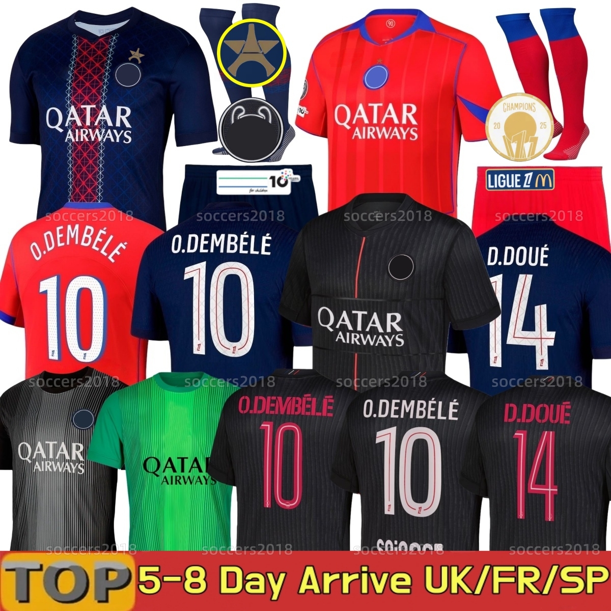 25 26 O.DEMBELE D.DOUE PSGES soccer jerseys ZABARNYI HAKIMI KVARATSKHELIA JOAO NEVES BARCOLA hommes enfant Gk 2025 2026 Fourth football shirts men kids maillot de foot