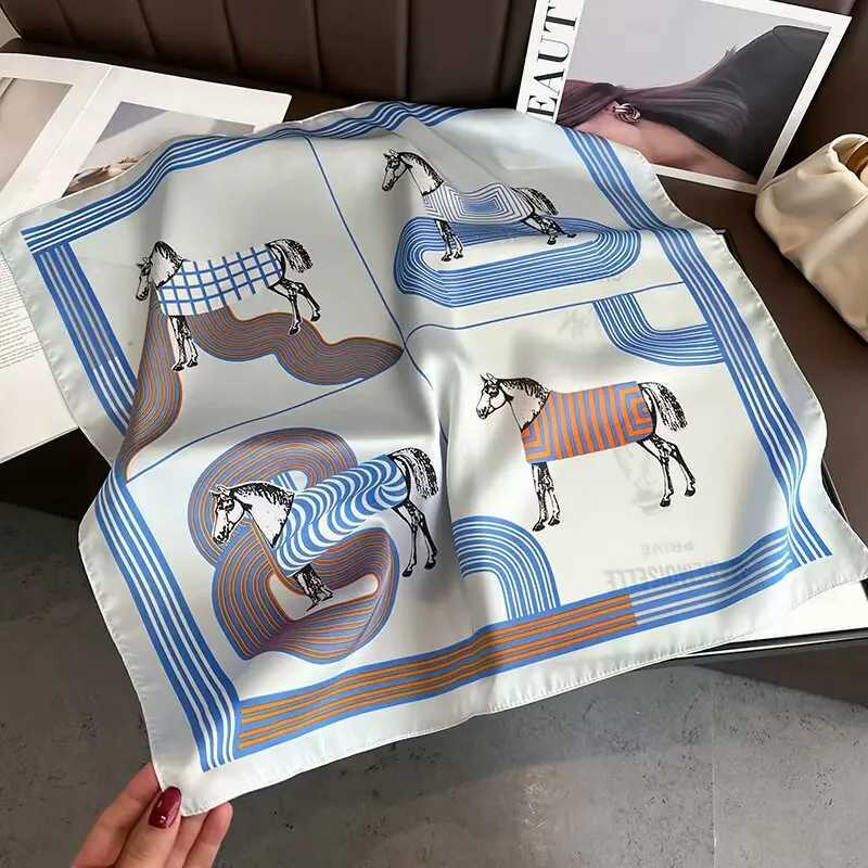 Luxury Luxury Silk Shawl Square Scarf Women Horse Satin Hijab Fashion Wraps Neckerchief Female Hair Bands Ribbon Headband Bandana 70CM Y251208