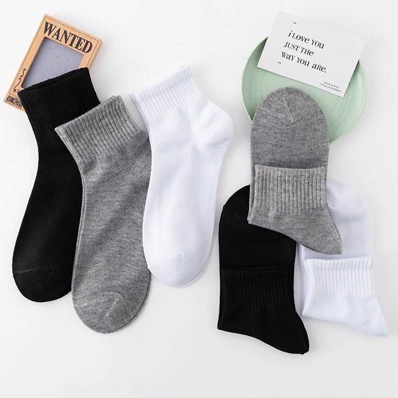 3 Pairs/Lot Mens Socks Black White Business Casual Simple Versatile Solid Color Breathable Cotton Sports Mesh Short SocksT251209