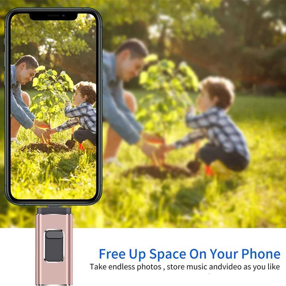 for iPhone USB Flash Drive 2TB 1TB USB 30 Pendrive 3in1 Mirco USB 30 512G 256GB 128/64/32gb Memory Stick USB Key MFi Pen drive C2512092