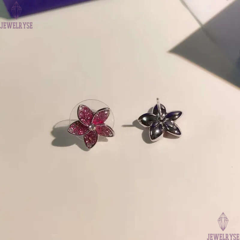 Luxury lovely red flower floral designer earrings for women romantic shine crystal cz zircon elegant charms earring earings ear rings necklace jewelry