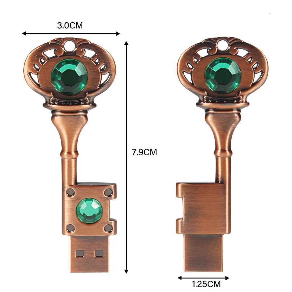 Metal Shaped Key USB 20 High-speed Flash Drive 64GB Copper Love Pen Drive 32GB Memory Stick Fashion Business Gift U Disk C251209