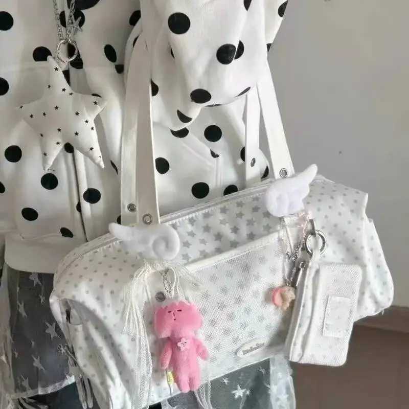 Star Polka Dot Korean Shoder Bag Nyl Casual Large Capacity Tote Bags Zipper Niche Underarm Bag Cute Y2k Handbag For Wen Y251209