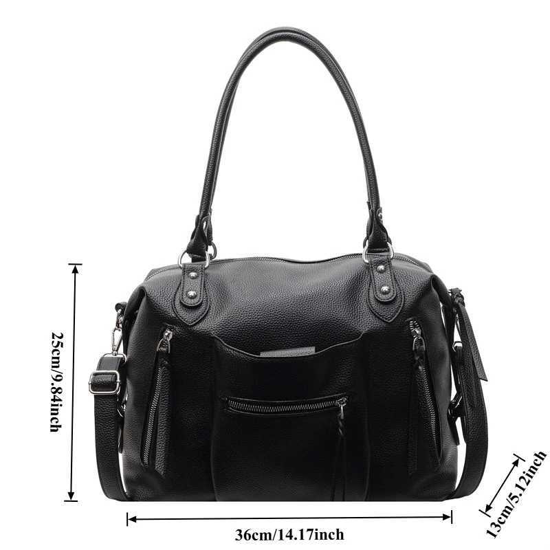 Wens PU Soft Leather Handbag Fiable Armpit Bag Large Capacity Wed Zipper Pocket Woven Decorative Crossbody Bag Y251209