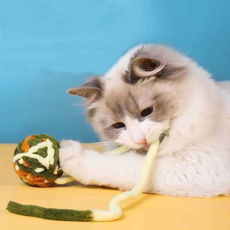 Interactive Sphynx Cat Bell Wool Ball Toy Multicolored Pet Toys for Cats Chinchilla Ragdoll Kitten Garfield mascotas Accessories M251209