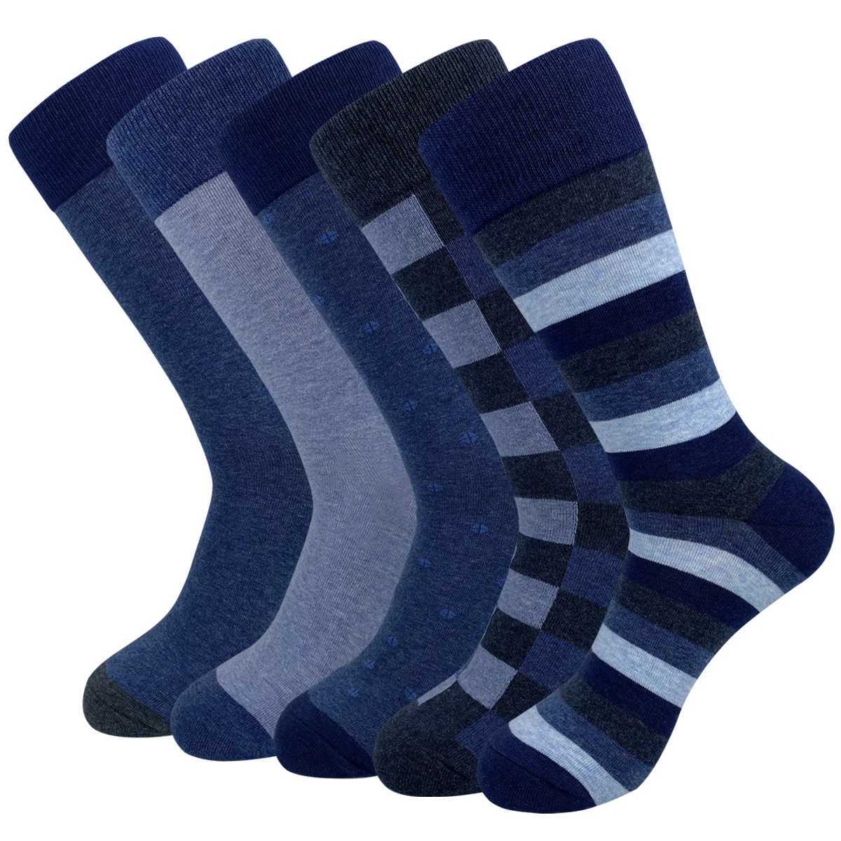 5 Pairs Mens Dress Socks stripe Plus SizeHigh Quality Combed Cotton Crew Socksbusiness Cool Breathable Casual Socks for menT251209
