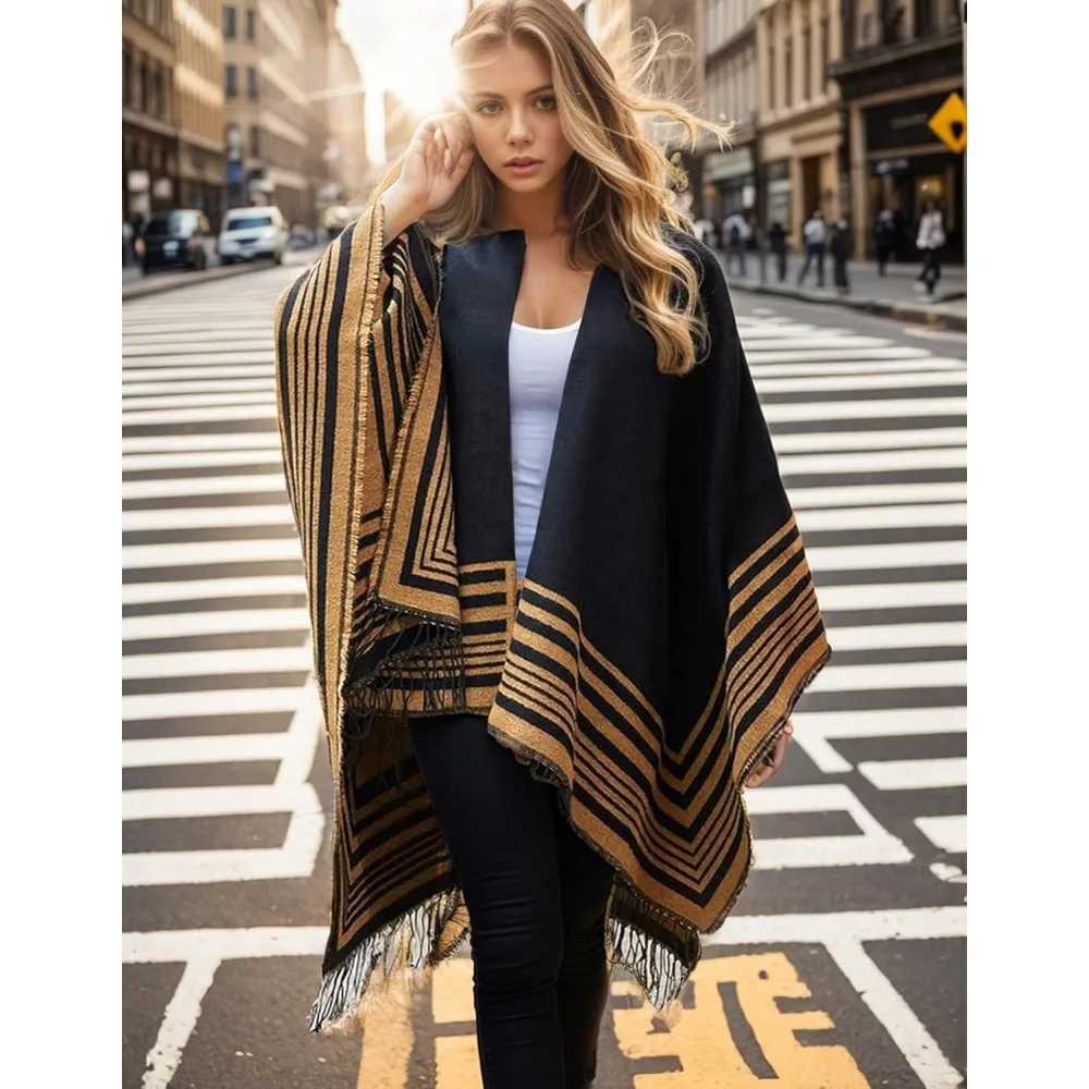 Luxury Womens shawl front open cape oversized sweater autumn and winter casual open cape Y251208