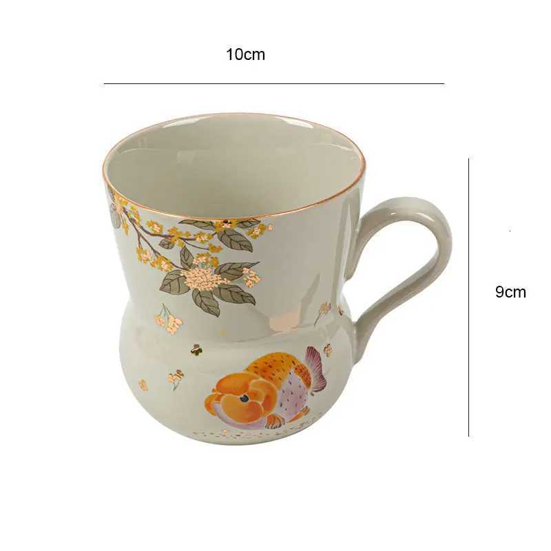 Wooden Grey Golden Guifu Carp Gourd g High Beauty Ceramic He Coffee Cup Water Cup Personal Tea Cups Kitchen Dining Bar H251209