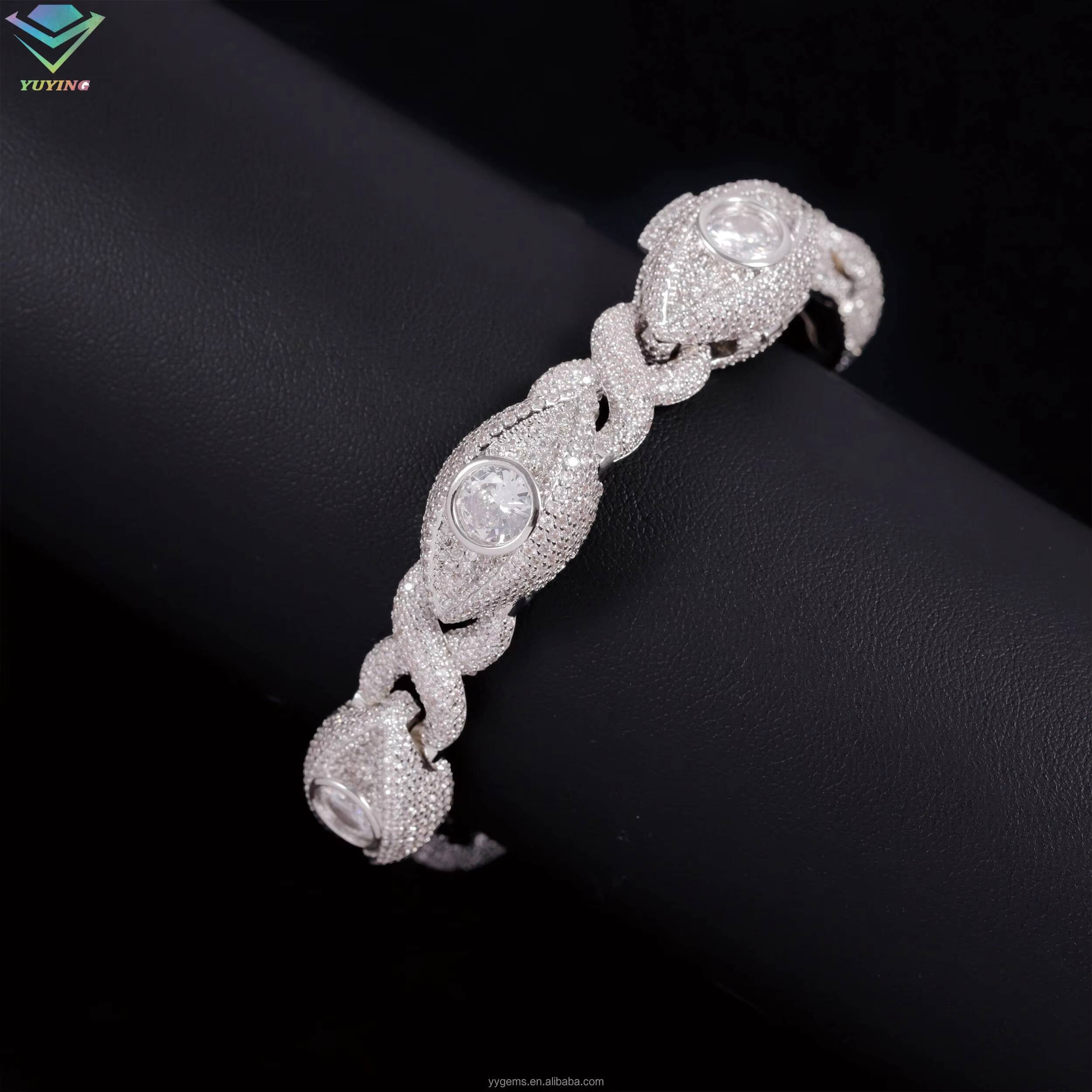 Pass Diamond Tester 925 Sterling Silver Eyes Bracelet Hip Hop Jewelry Diamond Eye Bracelet VVS Moissanite Cuban Bracelet