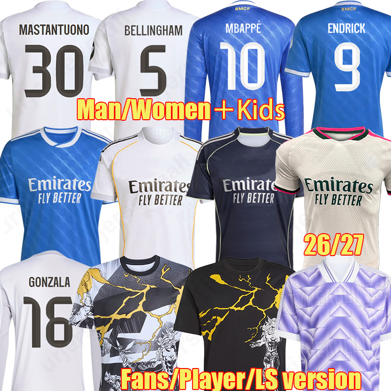 25 26 Player BELLINGHAM REALS Soccer Jerseys MBAPPE ENDRICK fourth VINI JR kits RODRYGO camiseta GONZALO 2025 2026 kids MaDRid football shirt TCHOUAMENI HUIJSEN