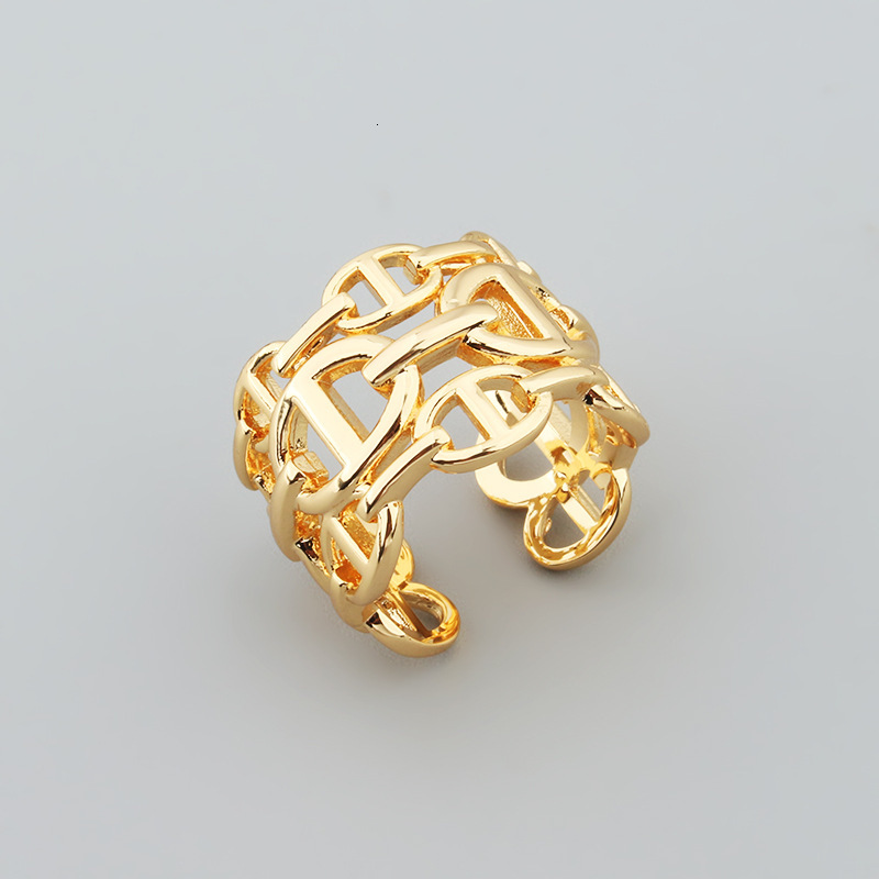 Trendy New and American Style Three-Layer Hollow Pig Nose Ring Open Adjustable One Size for Men and Women Elegant Jewelry