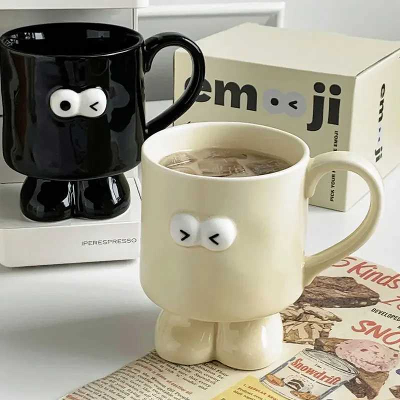 Intere Big Eyed Ceramic g Cute Red Black and White Coffee gs Off Breakfast Birthday Gift Teacup Couple Water Cups H251209