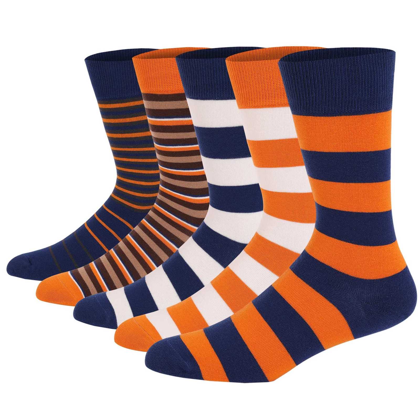 5Pairs Mens Fun Dress Socks Pattern Funny Socks Pack Colorful Striped Combed Cotton Novelty SocksCool Breathable Casual SocksT251209