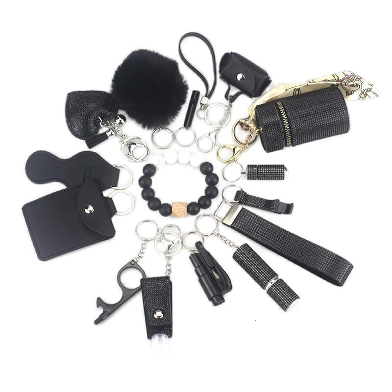 Portable Diamond-Encrusted Self-Defense 15-Piece Keychain Set