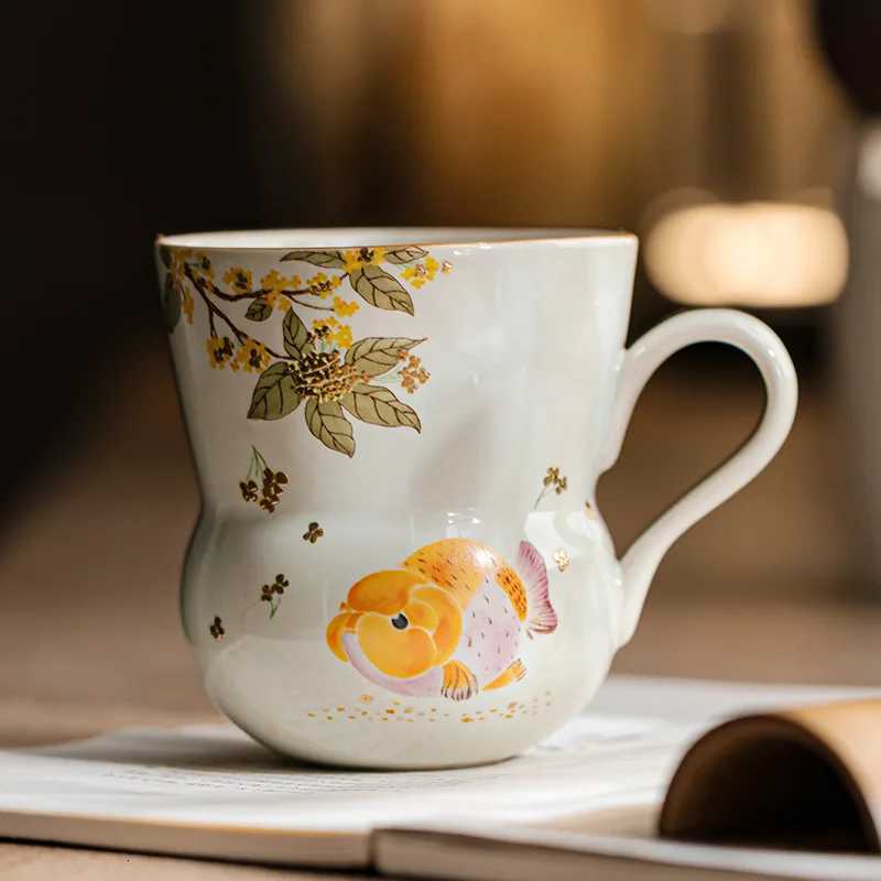 Wooden Grey Golden Guifu Carp Gourd g High Beauty Ceramic He Coffee Cup Water Cup Personal Tea Cups Kitchen Dining Bar H251209