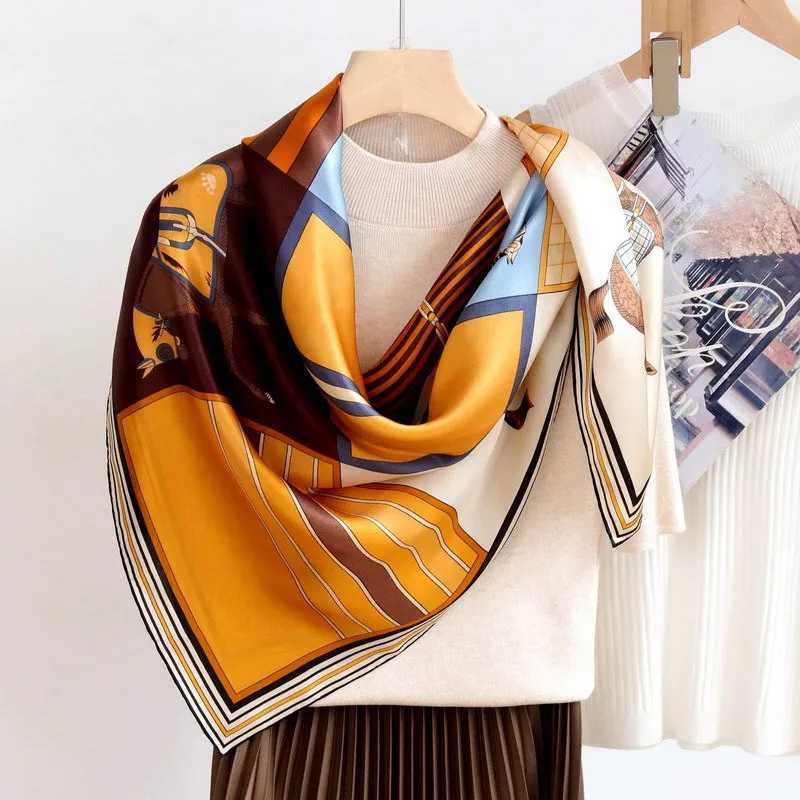 Luxury Satin Hijab Luxury horse Scarf Women Designers Square Bandanas Summer Scarf Women Scarves for Ladies Shawls Head Neck Hair Shawl Y251208
