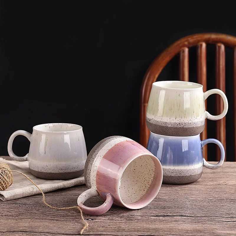 500ml New Nordic Kiln Gla Ceramic Cup Retro Large Capacity gs Northern Europe Splicing Style High Beauty g H251209