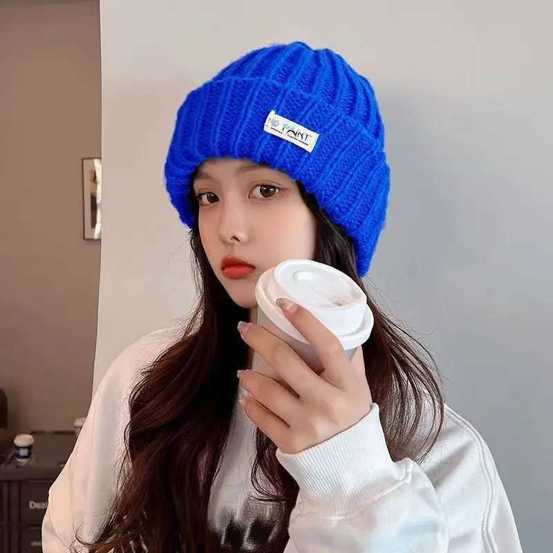 Luxury Solid Color Autumn Winter Hats For Women Woolen Knitted Warm Beanie Cap Outdoor Ladies Girl Crochet Ear Protection Bonnet Hat Y251209