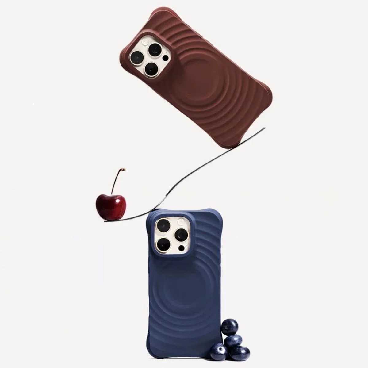 Cherry Red Ripple Silicone Magnetic Phone Case Cover for iPhone 12 13 14 15 16 17 Pro Max Case M251209