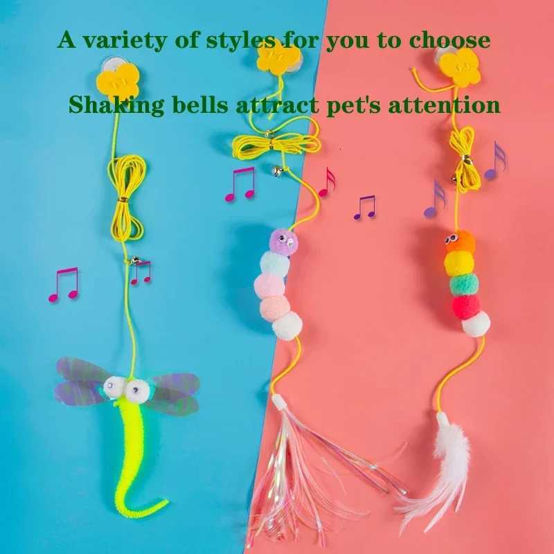 Cat Toy Hanging doors and windows Caterpillar Dragonfly Rubber band rebound Bell toy Automatic Funny Self-hey Interactive Toy 32 M251209