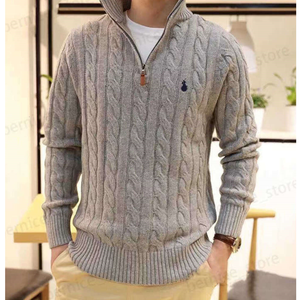 Mens Sweaters Sweater Designer Polo Half Zipper Hoodie Long Sleeve Knitted Horse Twist High Collar Men Woman Embroidery Fashion 2025ss