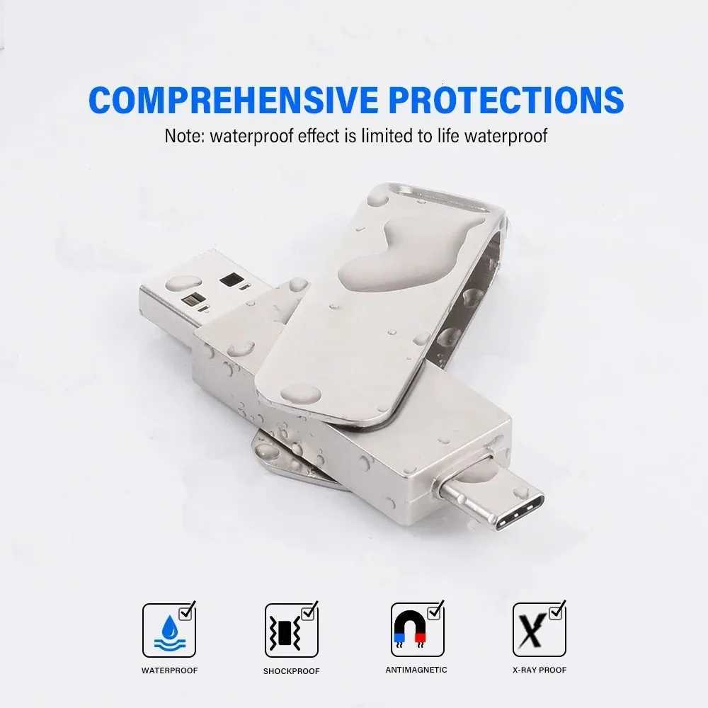 TYPE-C 2 IN 1 Pen Drive With key Ring 128GB Rotatable Metal USB 20 Flash Drive 64GB Business Gift Memory Stick 32GB 16GB C251209