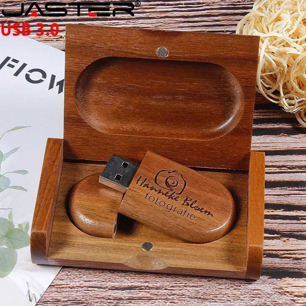 JASTER 10pcs/Lot USB Flash Drive Wooden with Box Pendrive 30 4GB 8GB 16GB 32GB 64GB 128GB Memory Stick Wedding Gift C251209