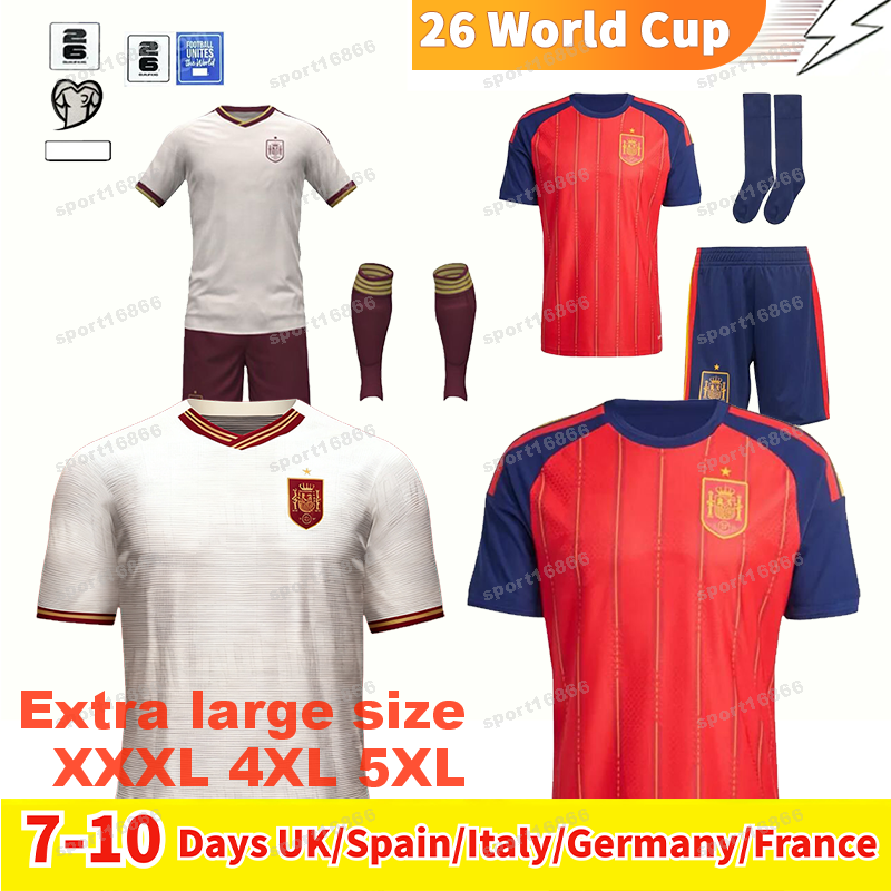 Spain Espana 26 World Cup Soccer Jerseys Fans Extra Large XXXL 4XL 5XL YAMAL PEDRI MORATA CARVAJAL OLMO WILLIAMS JR FERRAN GAVI ANSU FATI Football Shirt Men Kids Kits