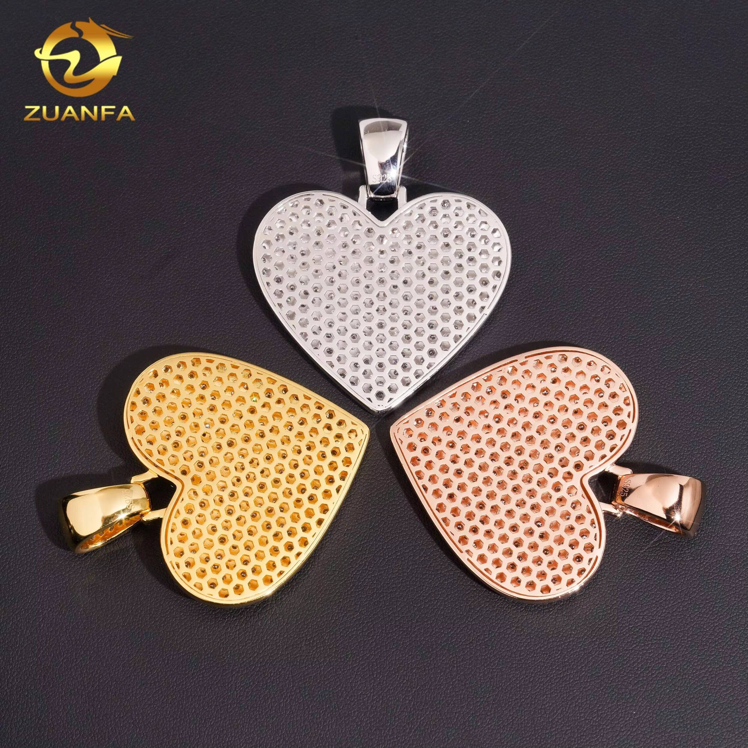 New Arrivals Heart Hip Hop Style Gold Plated 925 Sterling Silver Iced Out VVS Moissanite Pendant